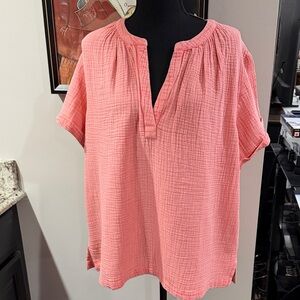 Lucky brand women’s top peachy color size large NWT hundred percent cotton